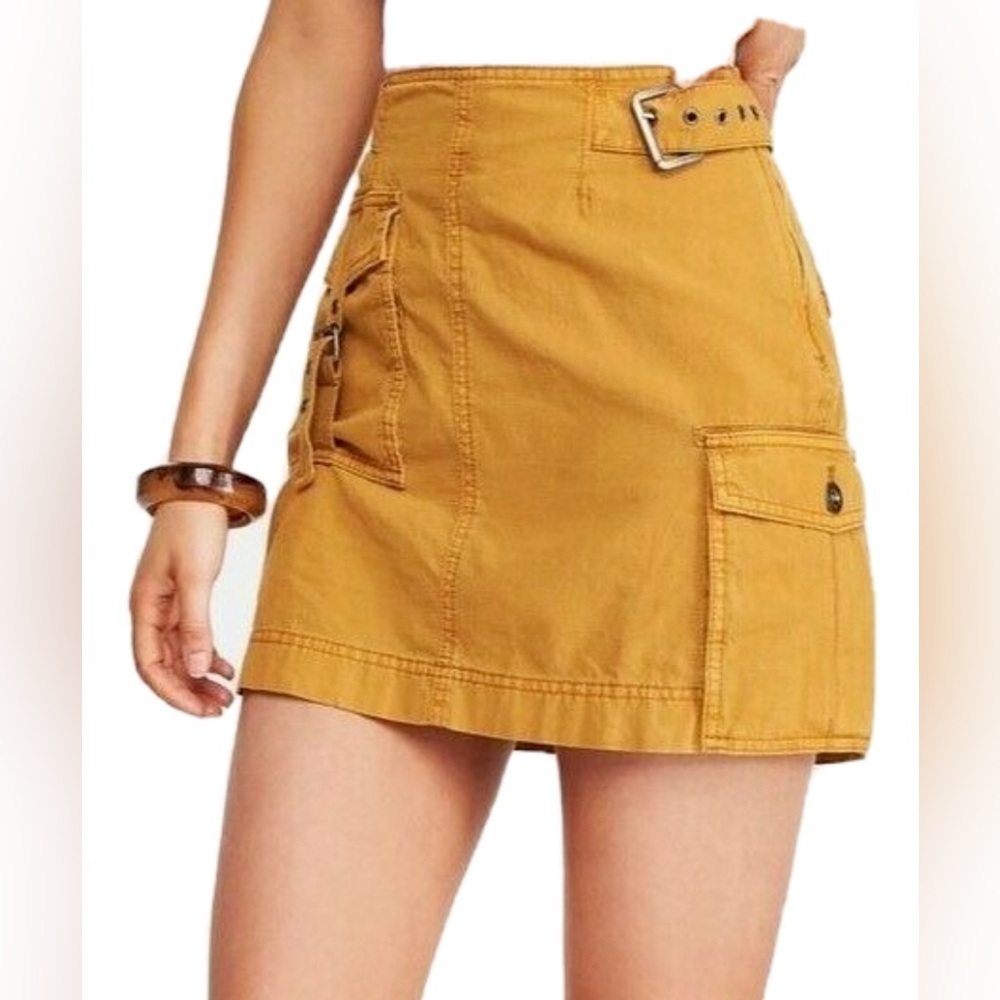 Free People Yellow Mini Skirt